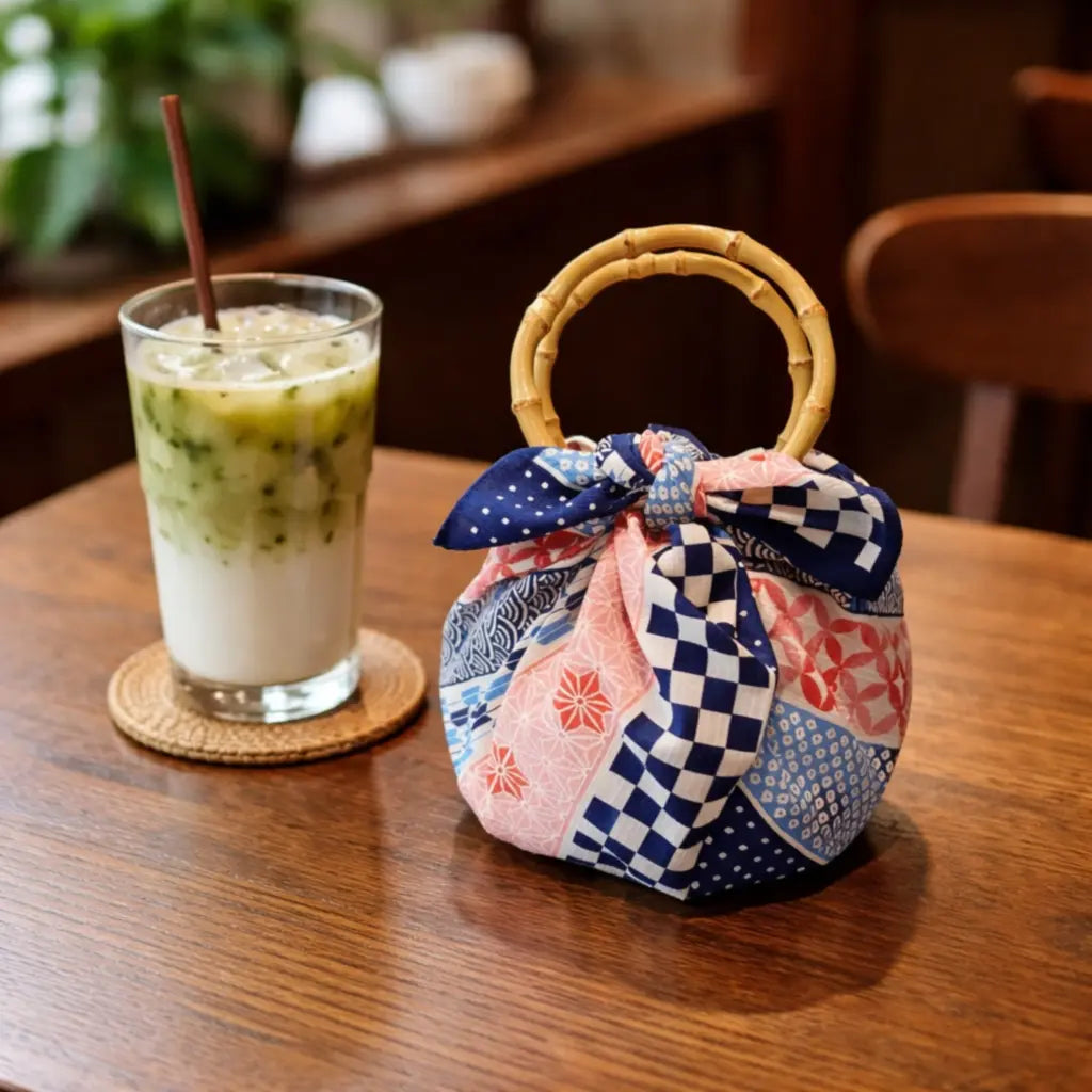 Furoshiki Bag Set – The Kinmokusei Bloom (Medium, Auspicious Stripe, Cotton)