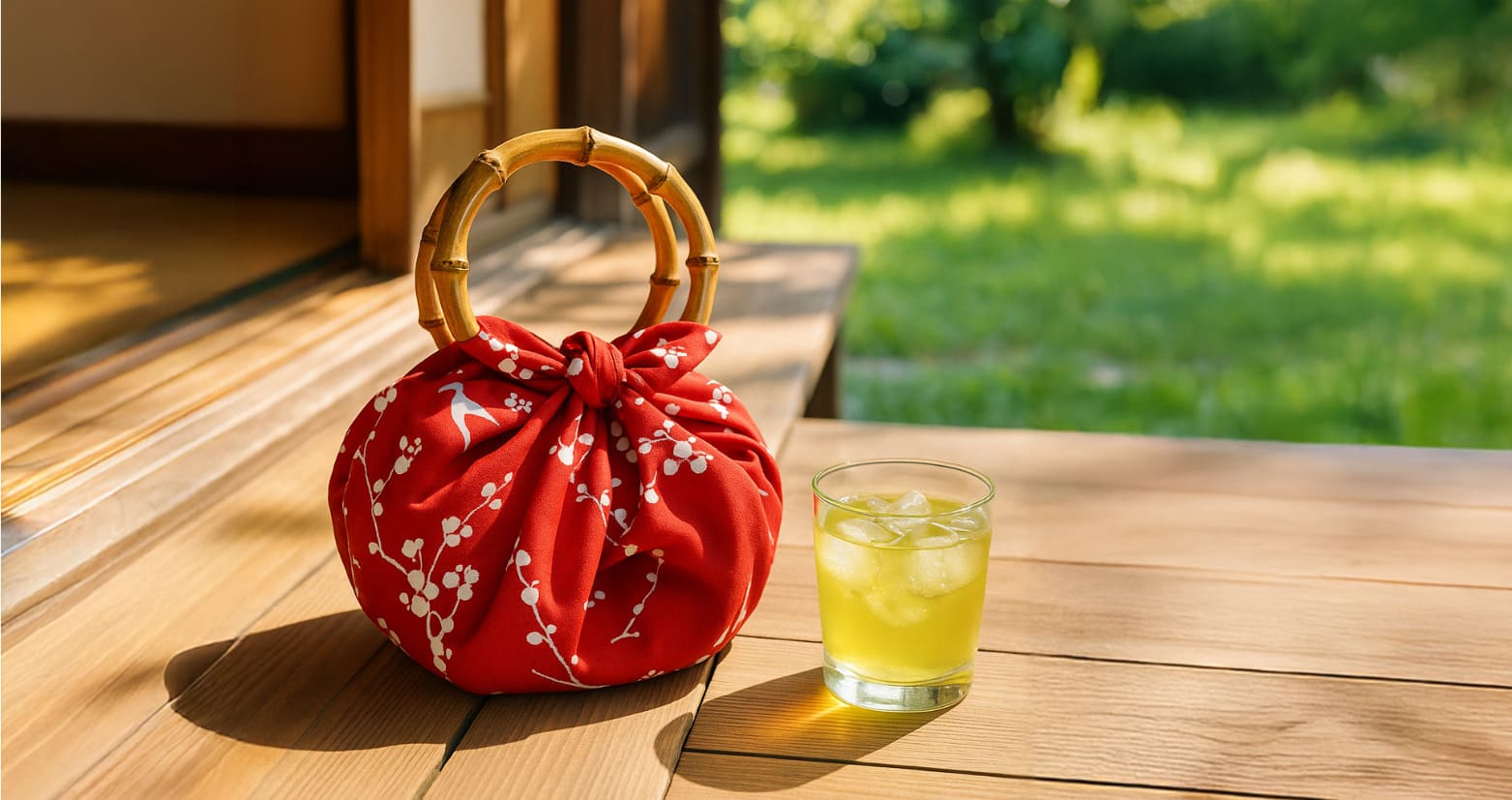 Furoshiki bag on the porch